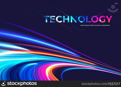 Vectoring theme design or key visual in vibrant colors of light trails effect