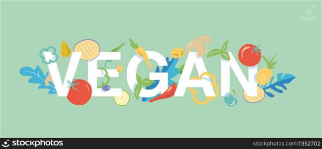 vegan banner background with food icon