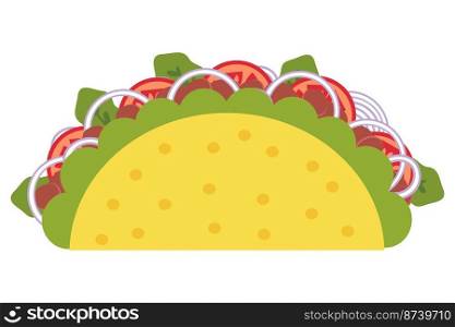 Vegan bean mexican fastfood taco in flat style. Perfect for tee, stickers, menu and stationery. Isolated vector illustration for decor and design. 