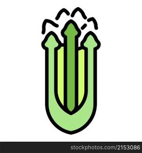 Vegan celery icon. Outline vegan celery vector icon color flat isolated. Vegan celery icon color outline vector