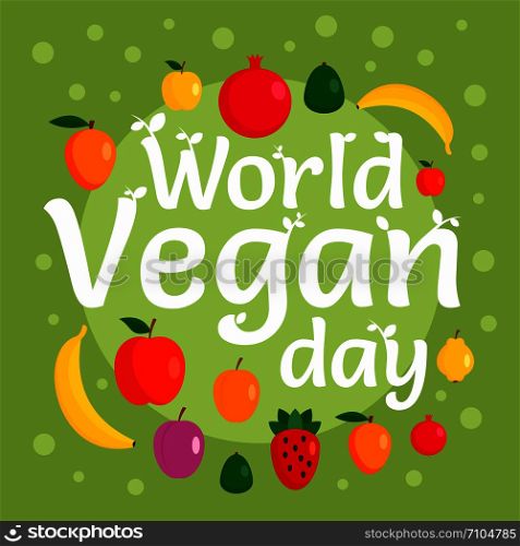 Vegan day concept background. Flat illustration of vegan day vector concept background for web design. Vegan day concept background, flat style