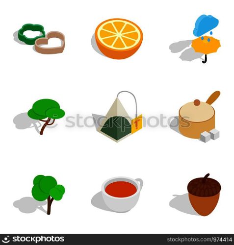 Vegan dish icons set. Isometric set of 9 vegan dish vector icons for web isolated on white background. Vegan dish icons set, isometric style