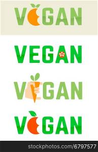vegan emblem templates. Design element for logo, label, emblem, sign, badge. Vector illustration.