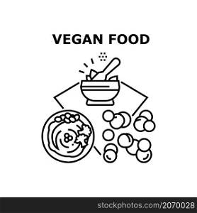 Vegan food healthy nutrition. Vegetarian diet. Organic eco vegetable. Eco fresh salad vector concept black illustration. Vegan food icon vector illustration