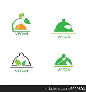 Vegan food logo template vector icon