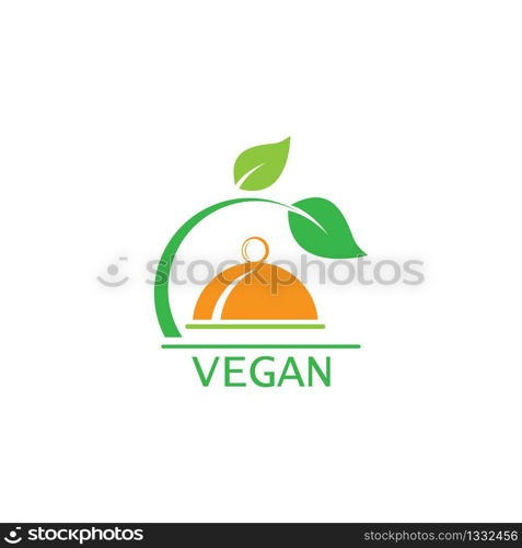 Vegan food logo template vector icon