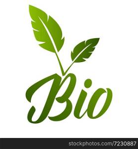 Vegan icon set. Bio, Ecology, Organic logos and badges, label, tag. Green leaf on white background. Vector illustration