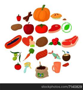 Vegan icons set. Cartoon set of 25 vegan vector icons for web isolated on white background. Vegan icons set, cartoon style