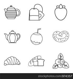 Vegan menu icons set. Simple set of 9 vegan menu vector icons for web isolated on white background. Vegan menu icons set, simple style