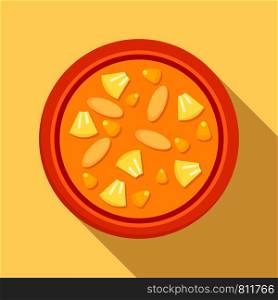 Vegan pizza icon. Flat illustration of vegan pizza vector icon for web design. Vegan pizza icon, flat style
