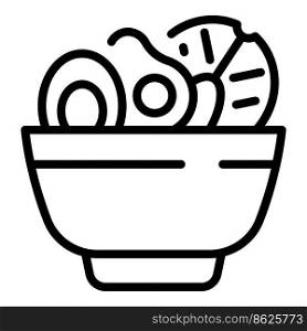 Vegan salad icon outline vector. Bowl plate. Food vegetable. Vegan salad icon outline vector. Bowl plate