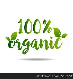 Vegan vector logo. 100% vegan. Round eco green