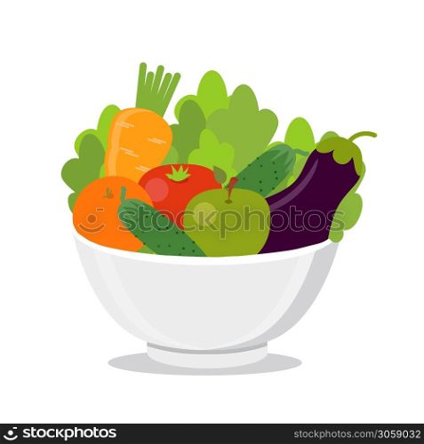 Vegan, vegetarian. Vector illustration. Vegetables on a plate. Healthy food concept.. Vegetables on a plate. Healthy food concept. Vegan, vegetarian. Vector illustration.