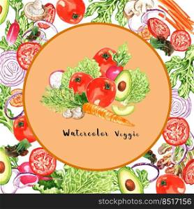 vegetable and fruits watercolor template