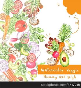 vegetable and fruits watercolor template
