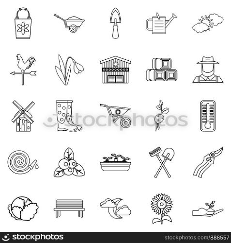 Vegetable food icons set. Outline set of 25 vegetable food vector icons for web isolated on white background. Vegetable food icons set, outline style