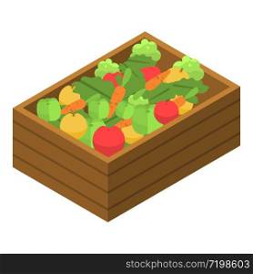 Vegetable garden box icon. Isometric of vegetable garden box vector icon for web design isolated on white background. Vegetable garden box icon, isometric style