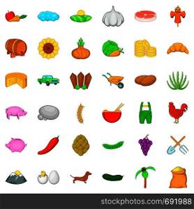 Vegetable icons set. Cartoon style of 36 vegetable vector icons for web isolated on white background. Vegetable icons set, cartoon style