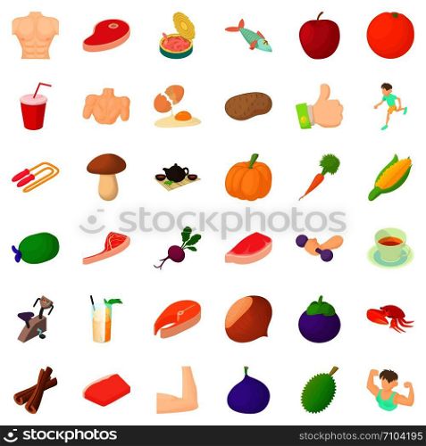 Vegetable icons set. Cartoon style of 36 vegetable vector icons for web isolated on white background. Vegetable icons set, cartoon style