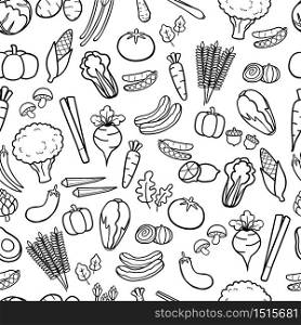 Vegetable in hand drawn doodle seamless pattern background