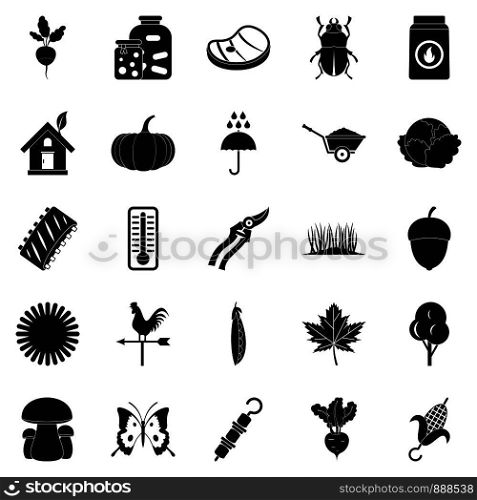 Vegetable market icons set. Simple set of 25 vegetable market vector icons for web isolated on white background. Vegetable market icons set, simple style