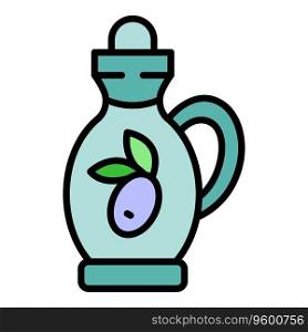 Vegetable oil icon outline vector. Bottle olive. Virgin extra color flat. Vegetable oil icon vector flat