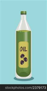 Vegetable olive oil bottle glass package design.