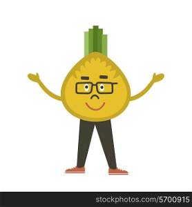 Vegetable onions the guy. A vector illustration