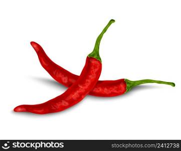 Vegetable organic food red chili pepper isolated on white background vector illustration