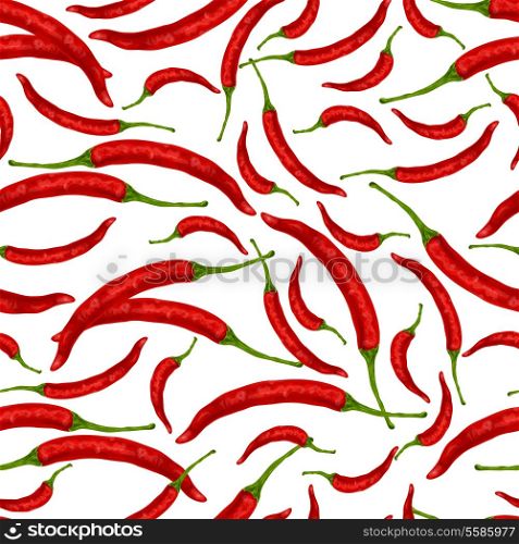 Vegetable organic food red chili pepper seamless pattern vector illustration