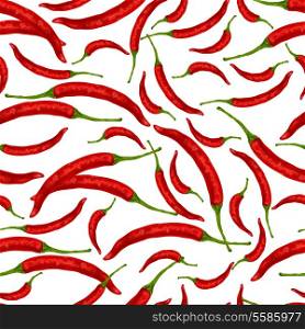 Vegetable organic food red chili pepper seamless pattern vector illustration
