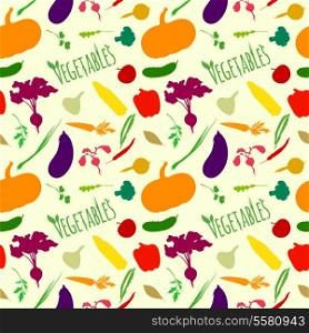 Vegetable organic food seamless pattern of parsley pumpkin carrot eggplant vector illustration