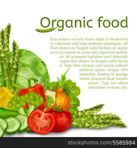 Vegetable organic food set of cabbage tomato paprika background vector illustration