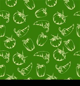 Vegetable pattern - green. Vector illustration.