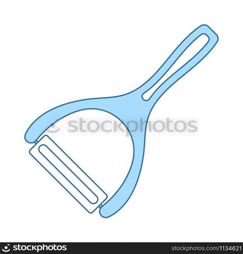 Vegetable Peeler Icon. Thin Line With Blue Fill Design. Vector Illustration.