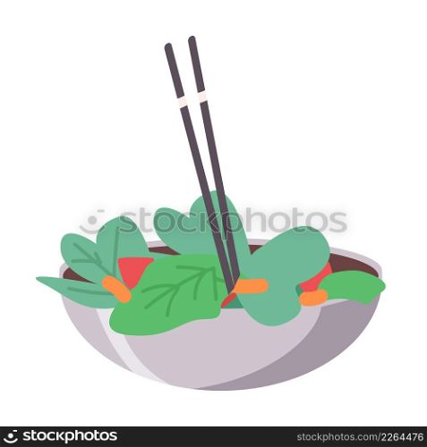 Vegetable salad semi flat color vector object. Full sized item on white. Dinner served. Healthy and organic food simple cartoon style illustration for web graphic design and animation. Vegetable salad semi flat color vector object