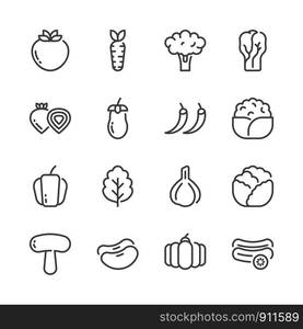 Vegetable simple outline icon set.Vector illustration