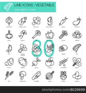 Vegetable , thin line icons set ,pixel perfect icon