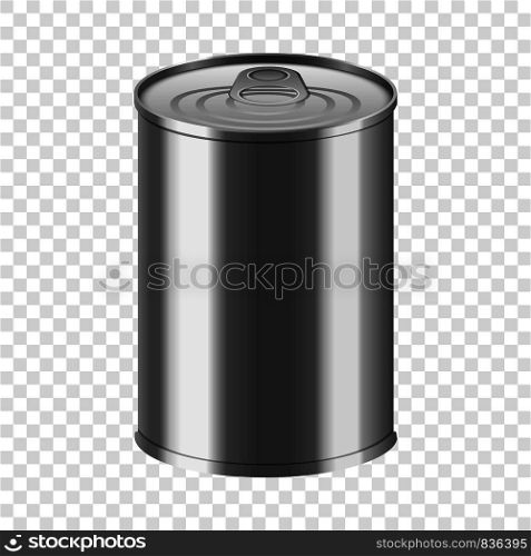 Vegetable tin can mockup. Realistic illustration of vegetable tin can vector mockup for on transparent background. Vegetable tin can mockup, realistic style