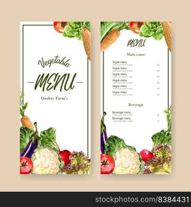 vegetable watercolor paint collection. Fresh food organic menu healthy design illustration