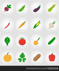 vegetables flat icons with the shadow vector illustration isolated on background