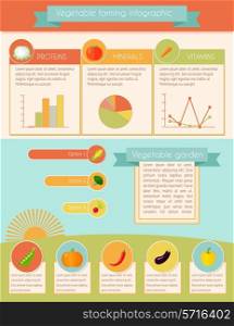 Vegetables garden and farming infographic set with charts vector illustration