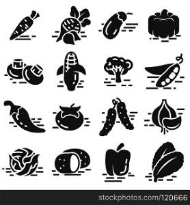 Vegetables icon collection - vector silhouette illustration set. Vegetables icon collection
