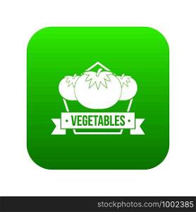 Vegetables icon green vector isolated on white background. Vegetables icon green vector