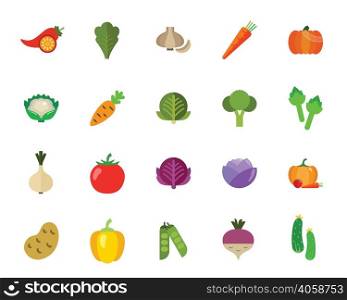 Vegetables icon set. Can be used for topics like healthy eating, vegetarian food, agriculture, cultivation, organic food
