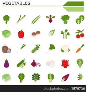 Vegetables icon set for food and plants website, presentation, book.