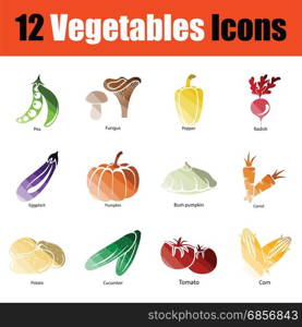 Vegetables icon set. Gradient color design. Vector illustration.