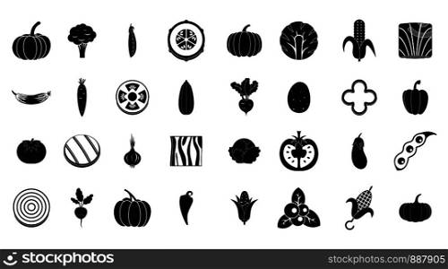 Vegetables icon set. Simple set of vegetables vector icons for web design isolated on white background. Vegetables icon set, simple style