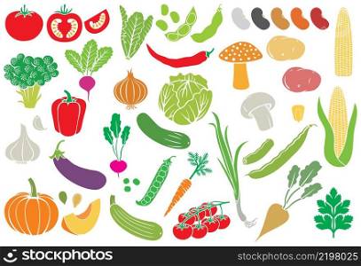 Vegetables icon set  vector collection 