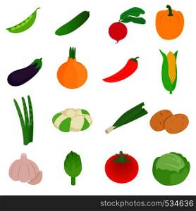 Vegetables icons set in isometric 3d style isolated on white background. Vegetables icons set, isometric 3d style